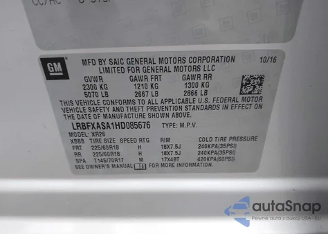 2017 Buick Envision Preferred z USA, uszkodzony, nr VIN LRBFXASA1HD085676